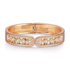 European and American retro style hollow design diamond spring open bracelet female