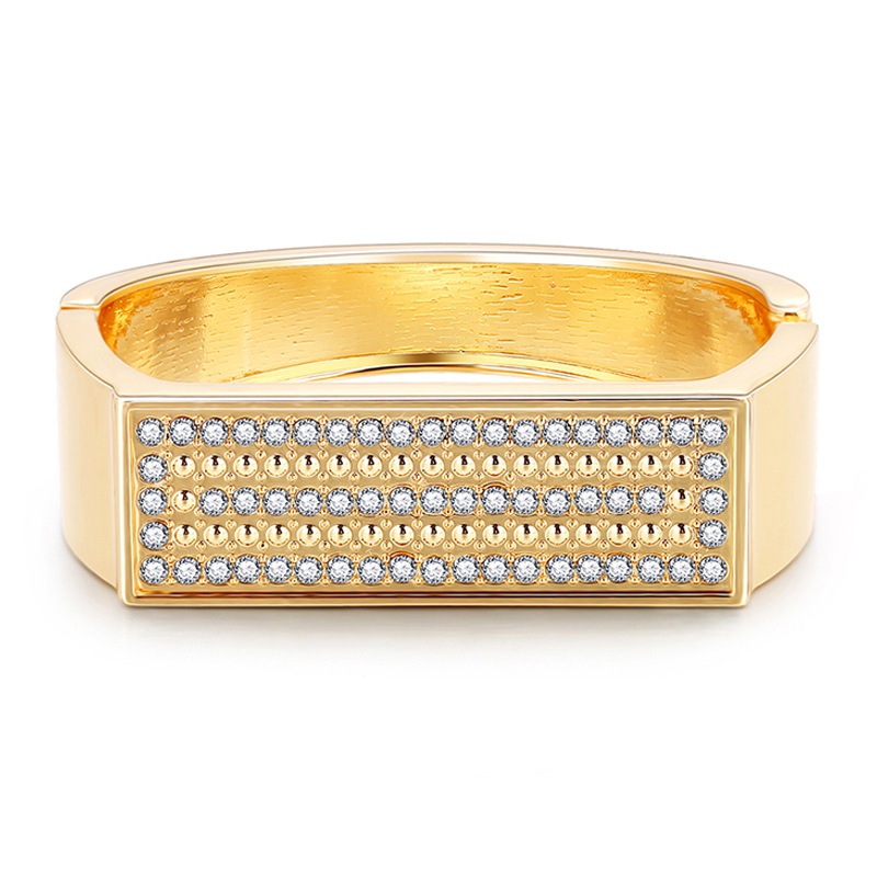 Europe and the United States new KC goldplated diamondstudded shiny open bracelet