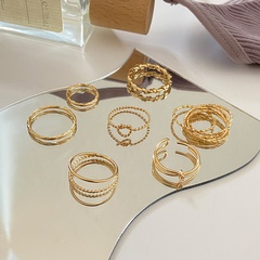 new creative simple temperament jewelry bow alloy multi-circle ring 7-piece set