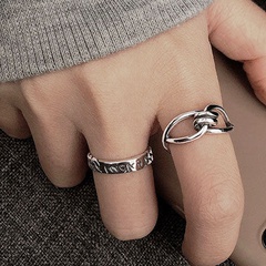 new geometric twist personality simple temperament jewelry LUCKY letter knotted ring 2-piece set