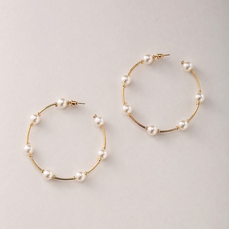 Fashion large circle creative retro simple inlaid pearl earrings jewelry's discount tags