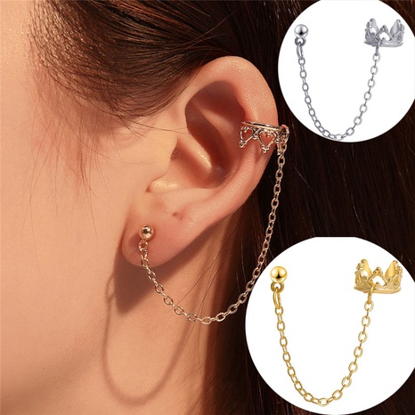 new retro simple women's jewelry creative crown U-shaped ear clip earrings's discount tags