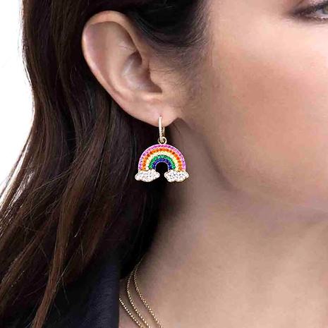 creative rainbow asymmetrical rhinestone-studded cloud alloy earrings wholesale's discount tags