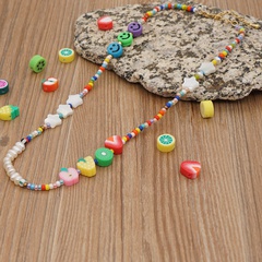 fashion cartoon mixed color smiley soft pottery fruit shell pentagram necklace wholesale