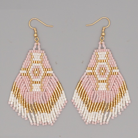 nouvelles perles faites à la main de style ethnique bohème boucles d'oreilles pompon multicolores en gros's discount tags