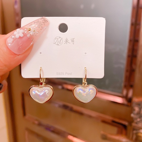 Real gold electroplating heart mermaid pearl earrings new colorful copper earrings NHMKA629319's discount tags