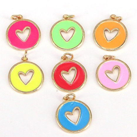 European and American new DIY heart-shaped jewelry peach heart color drop oil pendant's discount tags