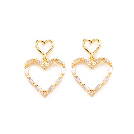Simple hollow geometric heart copper inlaid zircon earrings wholesale NHWEI629351's discount tags