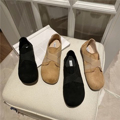 fashion velcro single shoes women's retro shoes flat shoes loafers