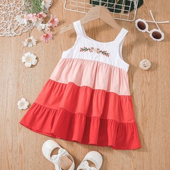 Cute baby girl suspender skirt 2022 summer print rainbow sleeveless dress