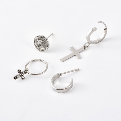 Simple Cross Geometric Combination Stud Earrings Wholesale NHAJ628425's discount tags