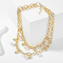einfache mehrschichtige Perlenkette in Herzform bertriebene kreative Metallanhngerkettepicture8
