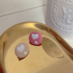 Korean style simple round heart shape color matching earrings fashion personality paint alloy earrings