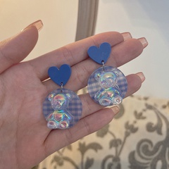Korean heart bear earrings fashion sweet and cute resin earrings wholesale