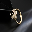 European and American fashion copper microset zircon jewelry plated 18K gold butterfly open ringpicture7