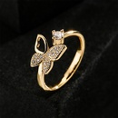 European and American fashion copper microset zircon jewelry plated 18K gold butterfly open ringpicture9
