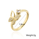 European and American fashion copper microset zircon jewelry plated 18K gold butterfly open ringpicture10