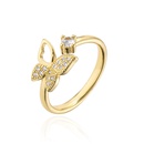 European and American fashion copper microset zircon jewelry plated 18K gold butterfly open ringpicture11