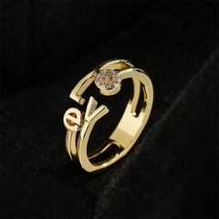 European and American new products copper-plated 18K gold LOVE open ring female