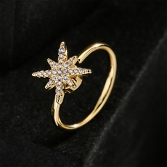 fashion rotatable jewelry copper micro-encrusted zircon ray geometric open ring