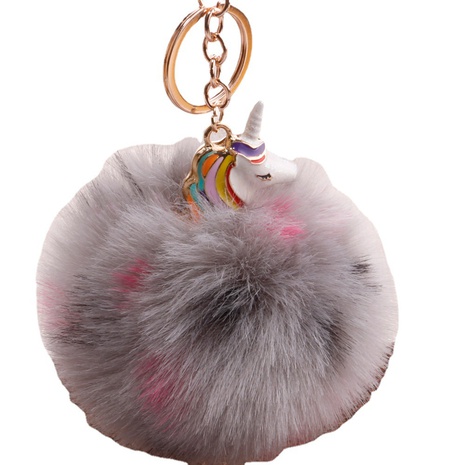 cute unicorn hair ball keychain alloy color pony bag pendant's discount tags
