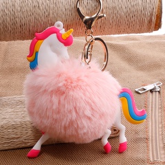 creative unicorn hair ball keychain color cartoon pvc pony bag pendant