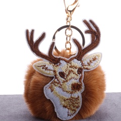 cute reindeer hair ball keychain bag car pendant cartoon plush pendant