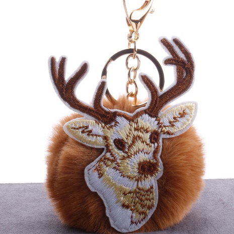 cute reindeer hair ball keychain bag car pendant cartoon plush pendant's discount tags