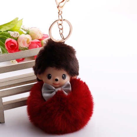 cute cartoon doll hair ball keychain fashion bag car pendant's discount tags