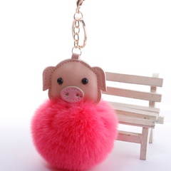 cute imitation Rabbit hair ball keychain animal creative bag car pendant
