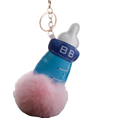 fashion PU nipple bottle keychain creative bottle plush ball pendant gift's discount tags