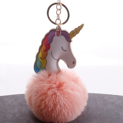dessin animé PU cuir licorne cheveux boule porte-clés couleur poney sac pendentif
