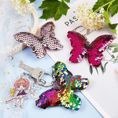 Cute Reflective Fish Scale Sequin Butterfly Keychain Fashion Bag Pendant