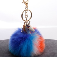 creative unicorn keychain color hair ball alloy pony bag pendant