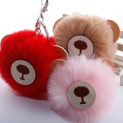 cute PU bear imitation rabbit fur ball keychain car accessories pendant