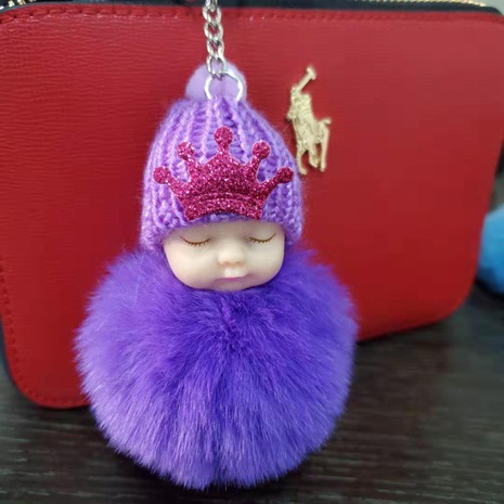 cute imitation rabbit fur sleeping doll keychain cute cartoon pendant's discount tags