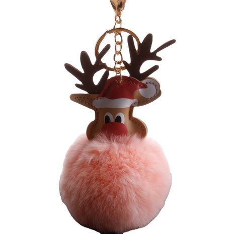 creative PU reindeer hair ball keychain imitation rabbit fur deer pendant accessories's discount tags