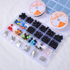 Boxed Natural Stone Jewelry Accessories 24 Grid Volcanic Stone Alloy Set Wholesale