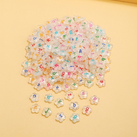 Couleur acrylique 26 lettres perles fleur de prunier coeur enfants accessoires de bijoux en perles's discount tags