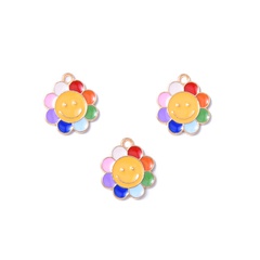 cute smiley face alloy jewelry accessories diy sunflower children's jewelry pendant