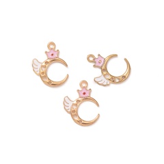 Angel wings alloy drip oil accessories diy moon earrings necklace pendant wholesale