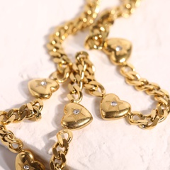 punk style exaggerated Cuban chain heart shape pendant stainless steel chain necklace