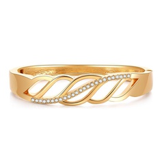 Fashion New Open Bracelet Geometric Line Leaf Alloy Bracelet Curve Design Diamond Jewelry