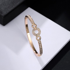 Simple Style Alloy Bracelet One Word Circle Buckle Bracelet Diamond Jewelry Wholesale