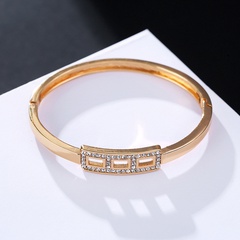 minimalist style bracelets geometric rectangle diamond hollow texture alloy bracelet