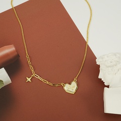 Korean style new heart shape copper sweater chain personality niche design clavicle chain