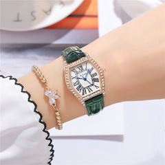 Fashion barrel-type belt watch simple rhinestone Roman scale face quartz ladies watch