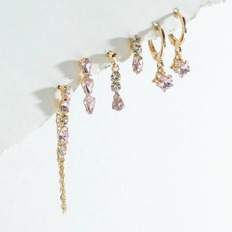 European and American jewelry glass crystal asymmetric earrings set NHLU629970's discount tags