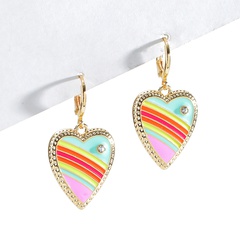 European and American jewelry color dripping oil heart-shaped rainbow earrings