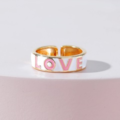 European and American fashion jewelry alloy color drip oil LOVE letter Valentine's Day ring